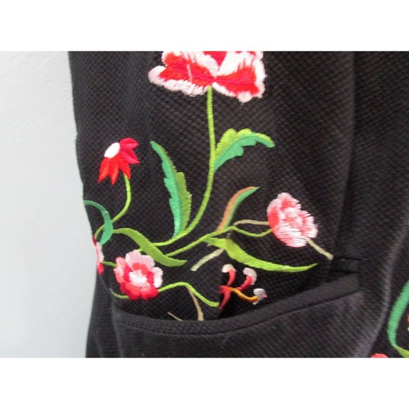 Floral Embroidered Black Coat Victor Costa Occasion No Tags See Measurements EUC - Picture 15 of 16